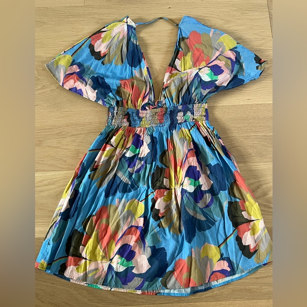 NEW Anthropologie Blue Floral Swim Coverup - Picture 2 of 7